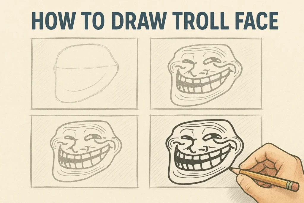 How to Draw Troll Face 1 Meet2tech